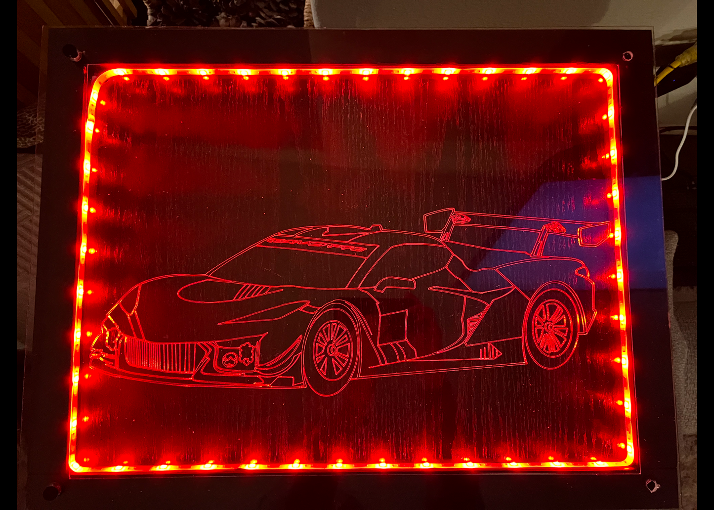 Custom LED Engraved Acrylic Car Wall Art